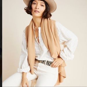 Anthropologie Owen cozy vest tan camel sweater cardigan jacket top wrap one size